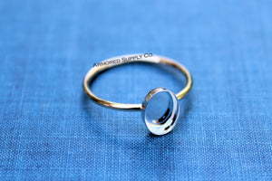 MIXED METALS Gold & Silver 9x7mm Oval Bezel Ring Blank