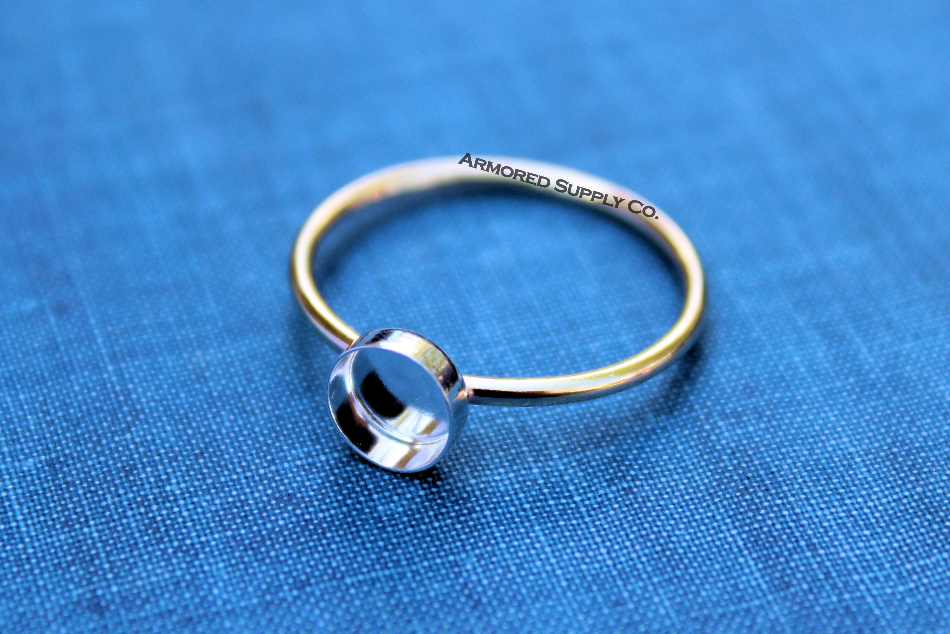 MIXED METALS Gold & Silver 5mm Plain Round Bezel Ring Blank