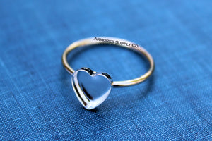 MIXED METALS Gold & Silver 10mm Plain Heart Bezel Ring Blank