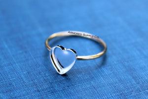 MIXED METALS Gold & Silver 16mm Plain Heart Bezel Ring Blank