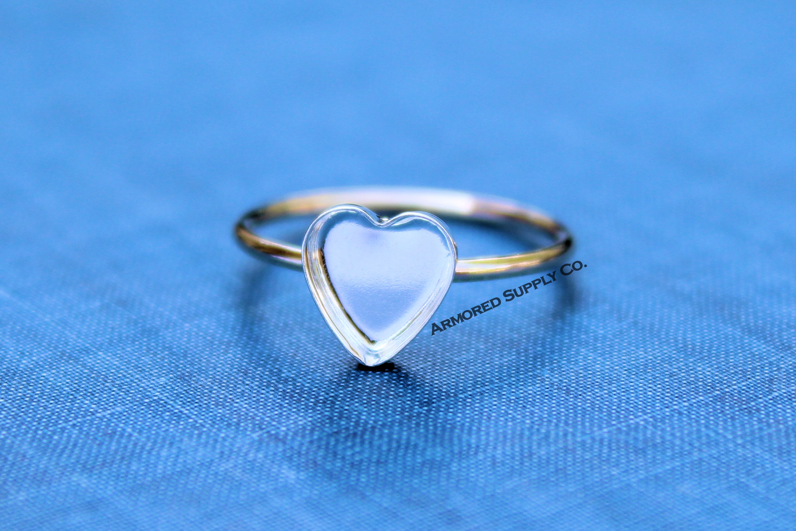 MIXED METALS Gold & Silver 8mm Plain Heart Bezel Ring Blank