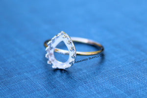 MIXED METALS Gold & Silver 10x8mm Pear Crown Bezel Ring Blank