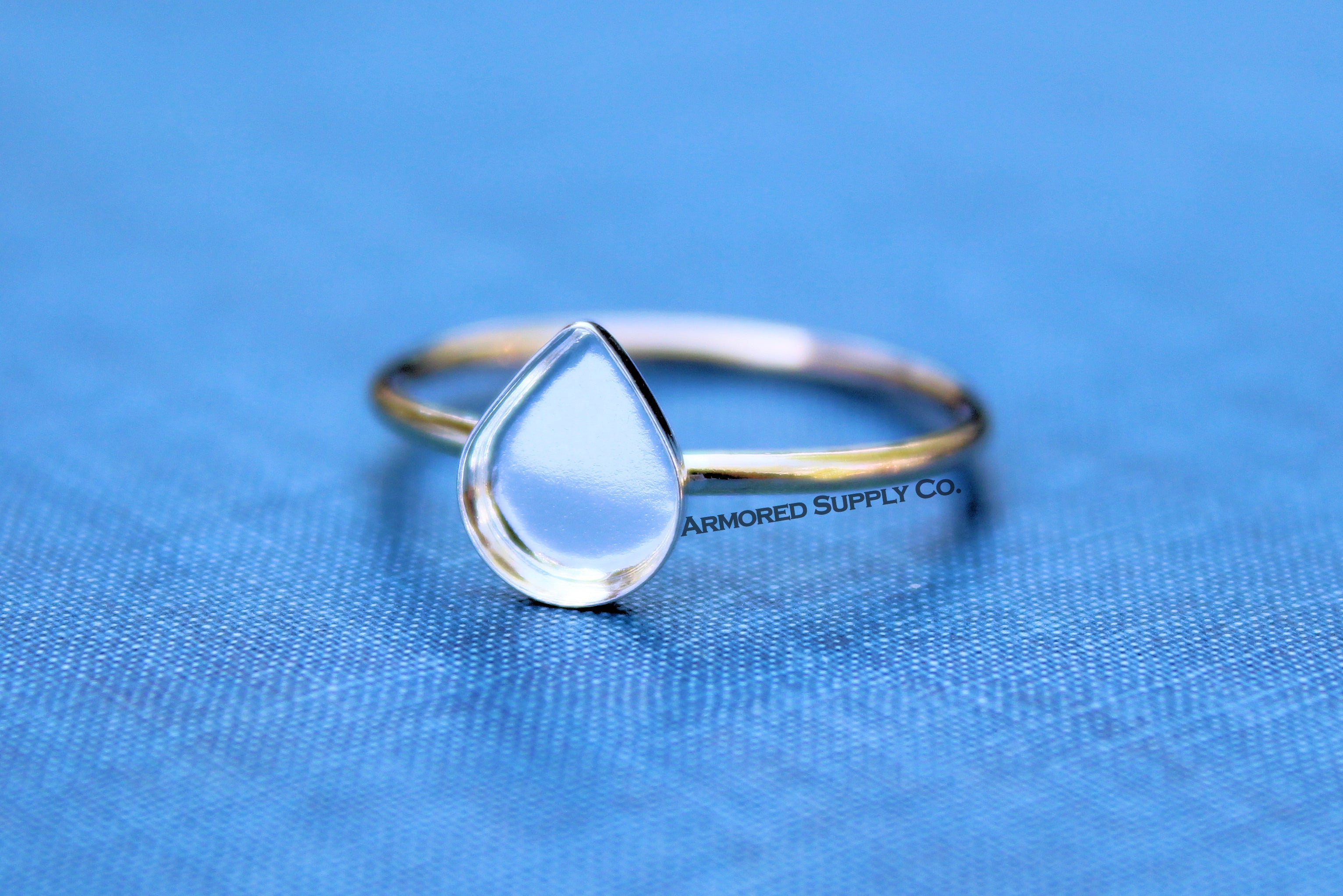 MIXED METALS Gold & Silver 13x18mm Plain Pear Bezel Ring Blank
