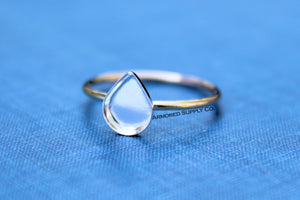MIXED METALS Gold & Silver 8x6mm Plain Pear Bezel Ring Blank