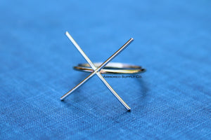 MIXED METAL Slim Gold & Silver 4 Prong Claw Raw Stone Ring