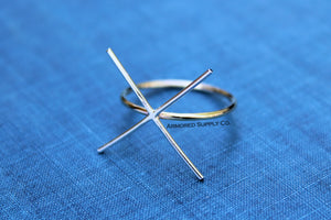 MIXED METAL Slim Gold & Silver 4 Prong Claw Raw Stone Ring