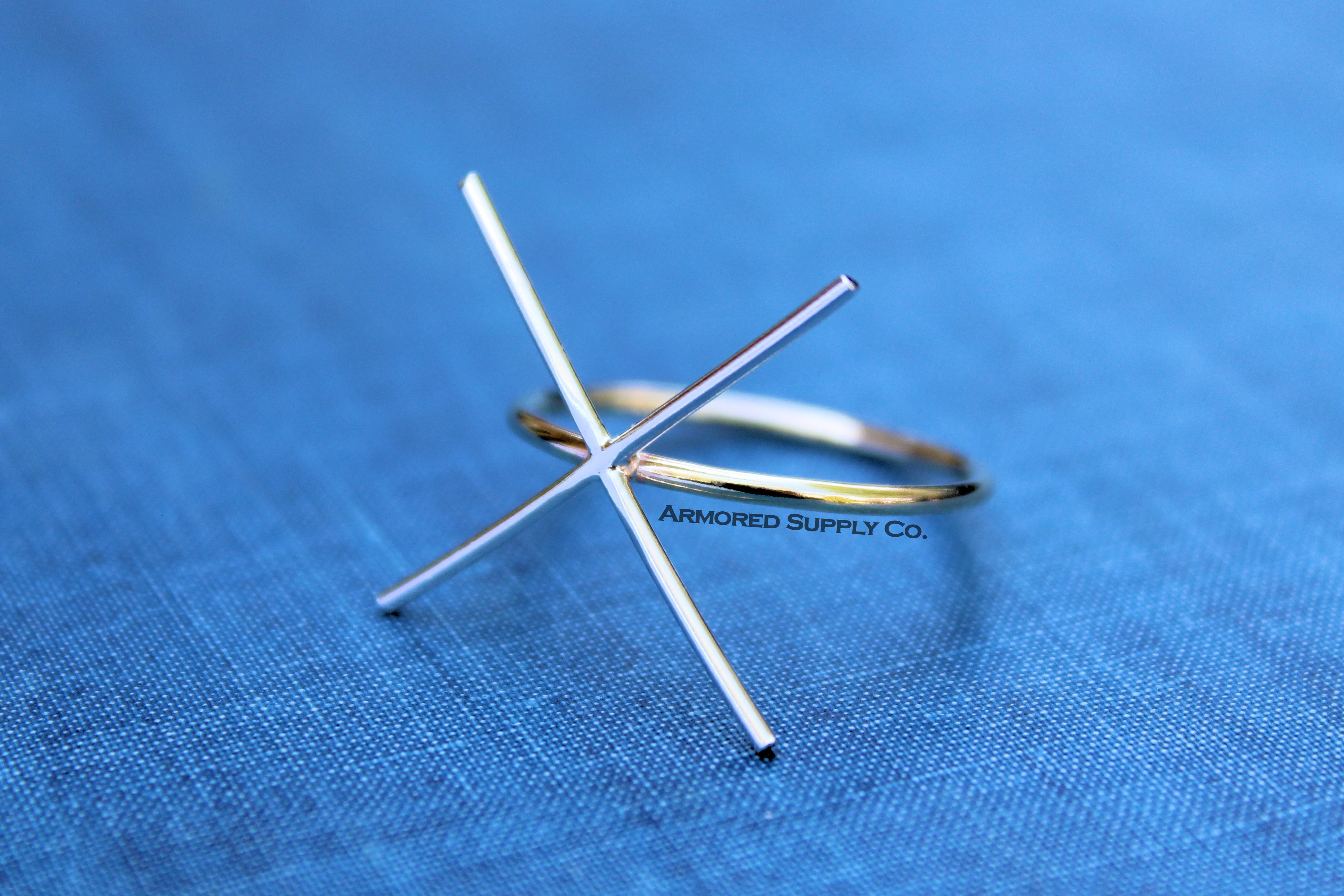 MIXED METAL Slim Gold & Silver 4 Prong Claw Raw Stone Ring