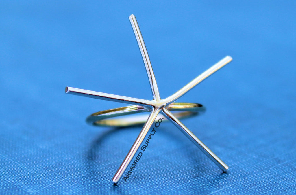 MIXED METAL Slim Gold & Silver 5 Prong Claw Raw Stone Ring
