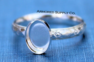 Floral #1 Plain Oval Bezel Ring blank Silver