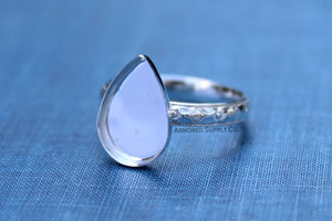 Floral #1 Plain Pear Bezel Cup Ring blank Silver