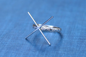 Floral #1 Claw 4 Prong Silver Band Raw Stone Setting