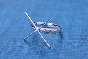 Floral #1 Claw 4 Prong Silver Band Raw Stone Setting