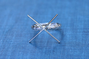 Floral #1 Claw 4 Prong Silver Band Raw Stone Setting