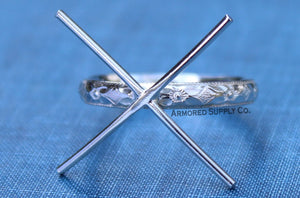 Floral #1 Claw 4 Prong Silver Band Raw Stone Setting