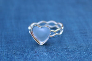 Ripple Ring Plain Heart Bezel Cup Ring blank Setting