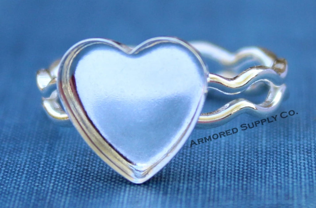 Ripple Ring Plain Heart Bezel Cup Ring blank Setting
