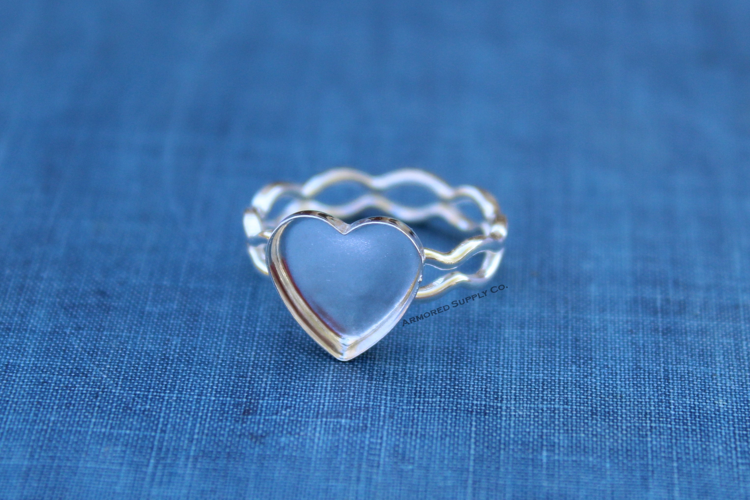 Ripple Ring Plain Heart Bezel Cup Ring blank Setting