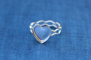 Ripple Ring Plain Heart Bezel Cup Ring blank Setting