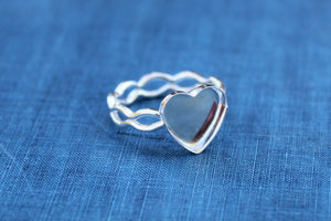 Ripple Ring Plain Heart Bezel Cup Ring blank Setting