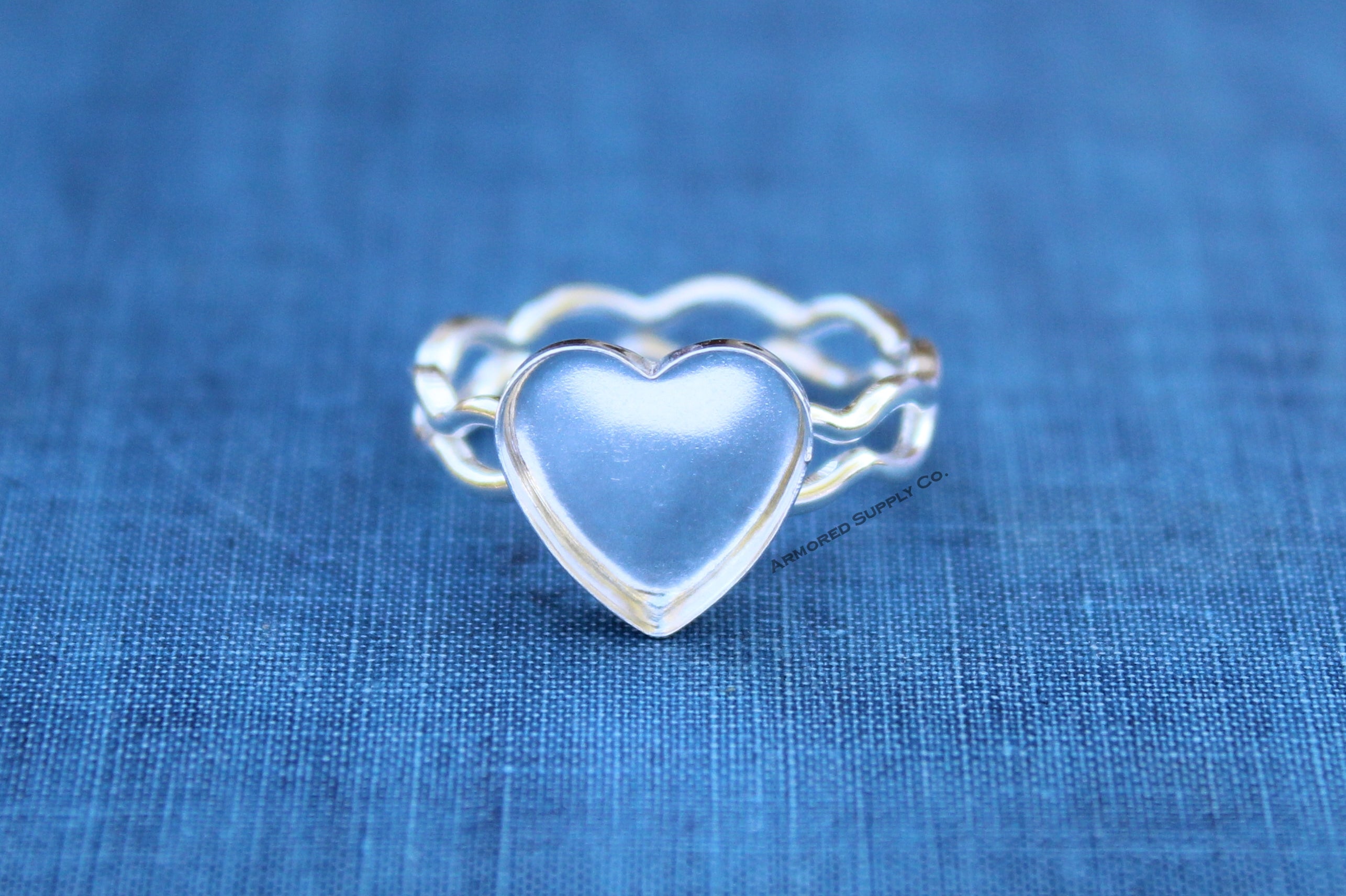 Ripple Ring Plain Heart Bezel Cup Ring blank Setting