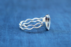 Ripple Ring Plain Heart Bezel Cup Ring blank Setting