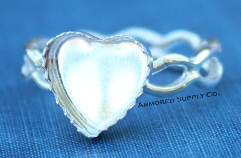 Ripple Ring Serrated Heart Bezel Cup Ring blank Setting