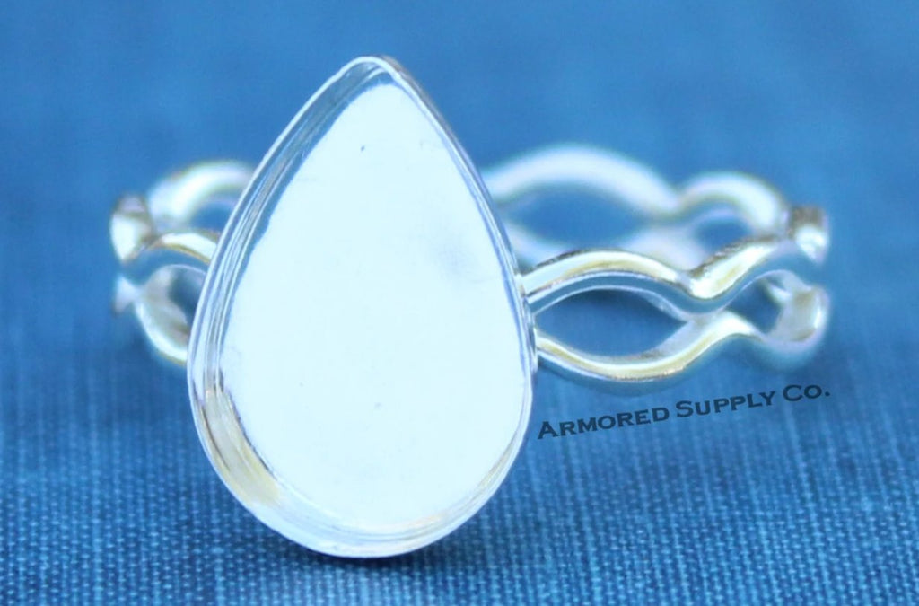 Ripple Ring Plain Pear Cup Ring blank Setting