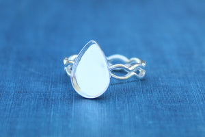 Ripple Ring Plain Pear Cup Ring blank Setting