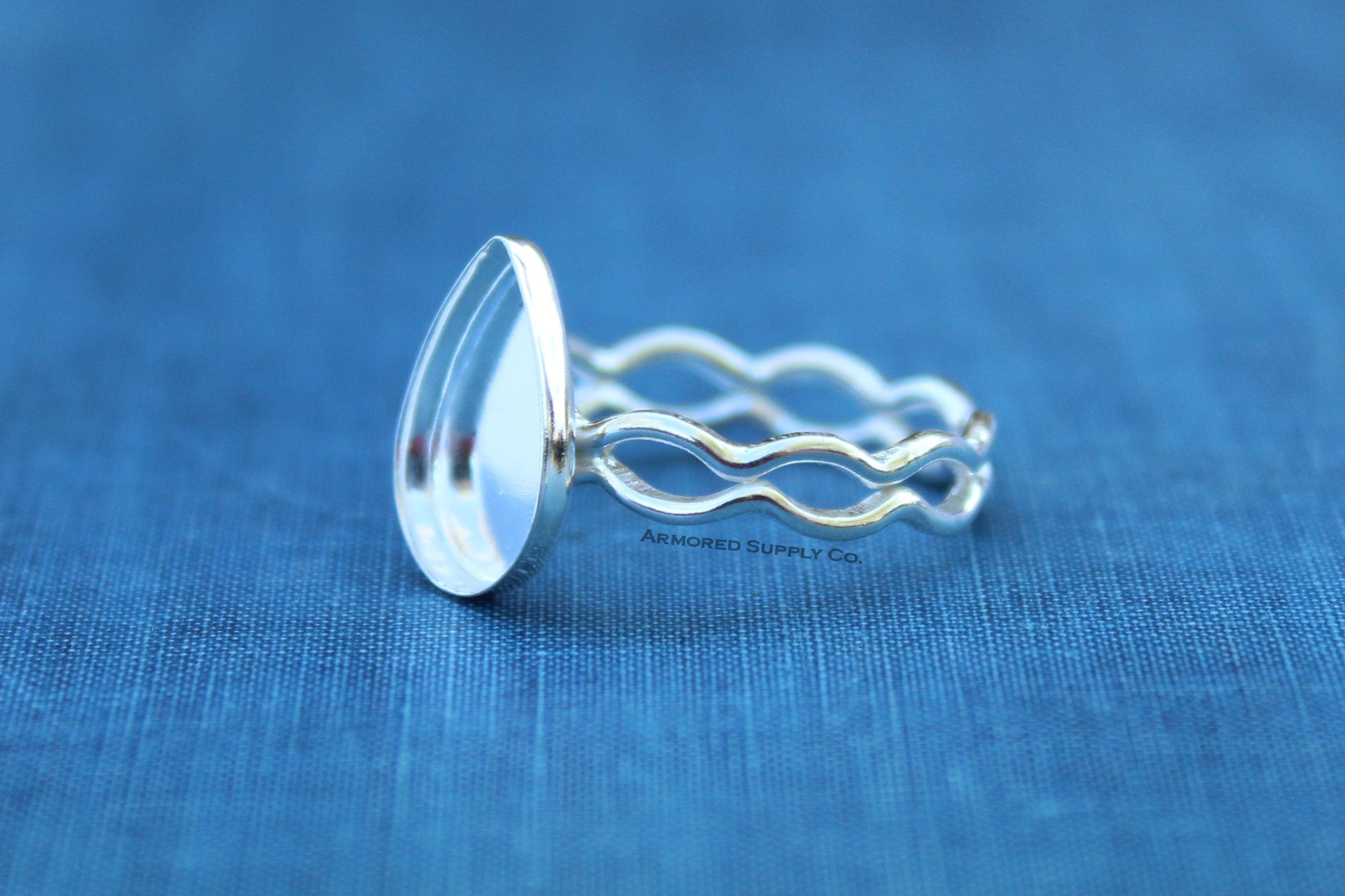 Ripple Ring Plain Pear Cup Ring blank Setting