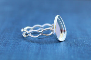 Ripple Ring Plain Pear Cup Ring blank Setting