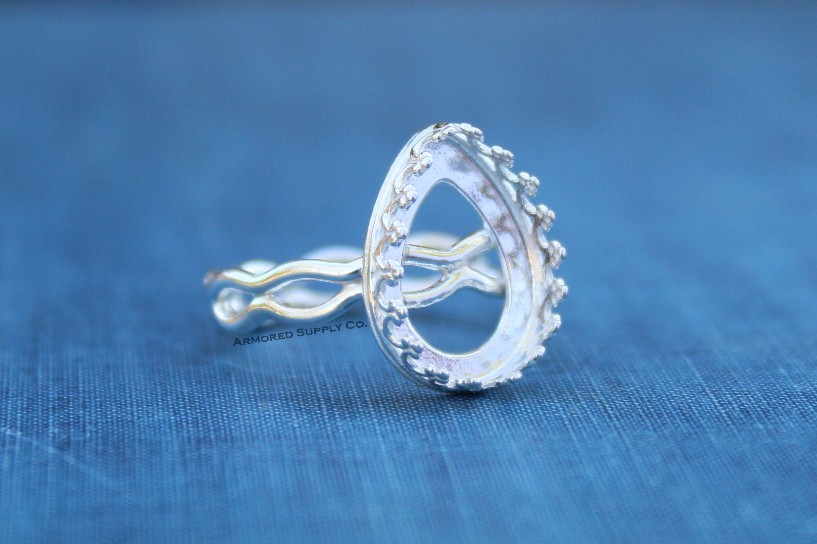 Ripple Ring Crown Pear Bezel Cup Ring blank Setting