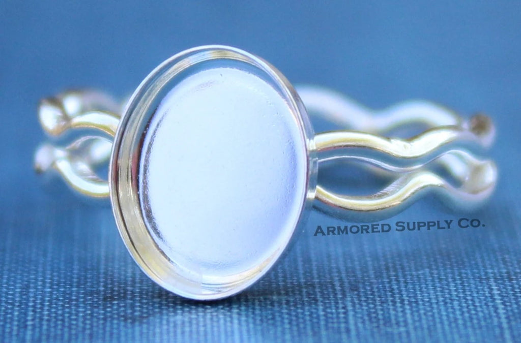 Ripple Ring Plain Oval Bezel Cup Ring blank Setting
