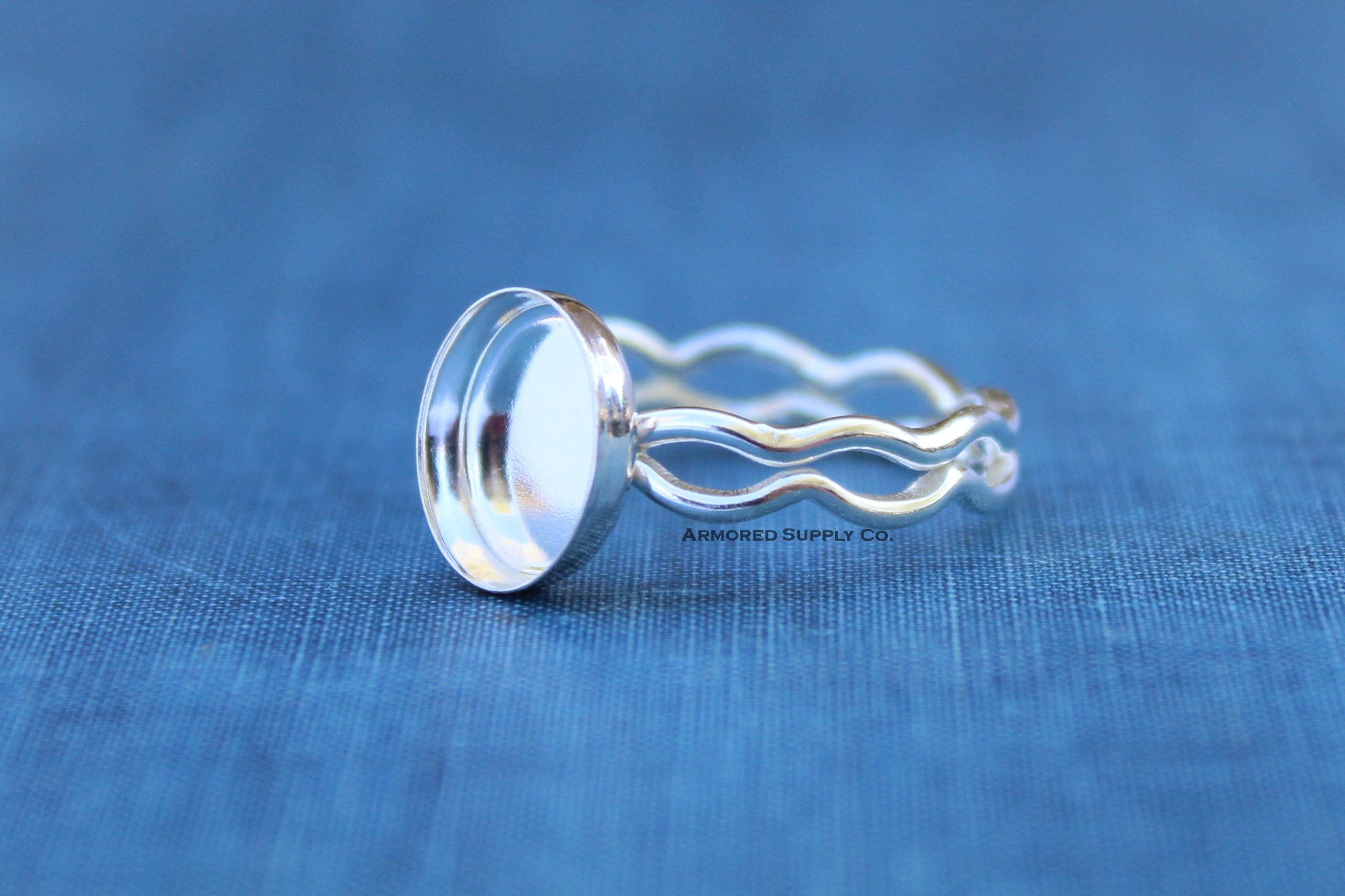 Ripple Ring Plain Oval Bezel Cup Ring blank Setting