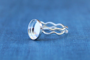 Ripple Ring Plain Oval Bezel Cup Ring blank Setting