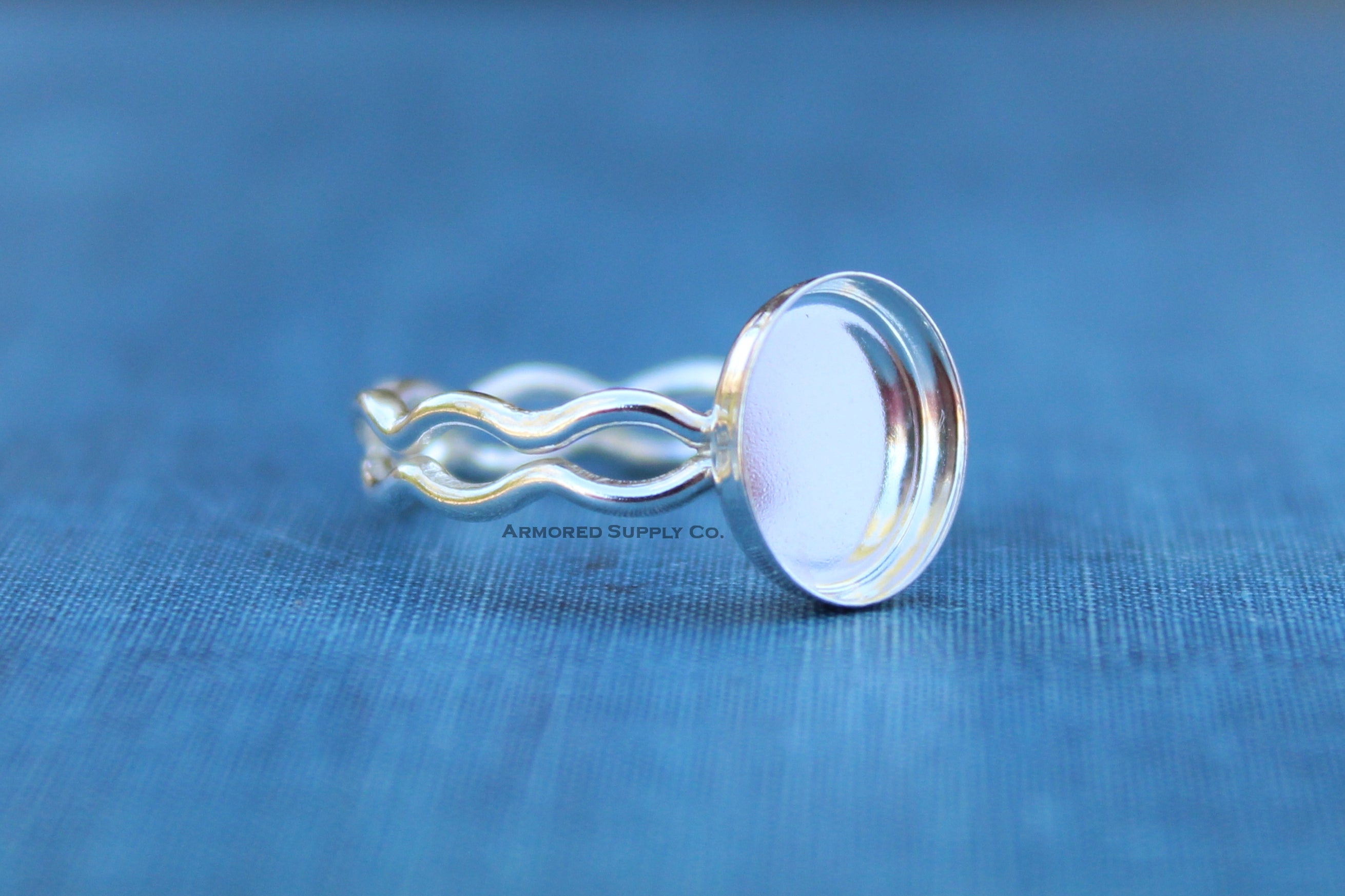Ripple Ring Plain Oval Bezel Cup Ring blank Setting
