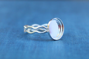 Ripple Ring Plain Oval Bezel Cup Ring blank Setting