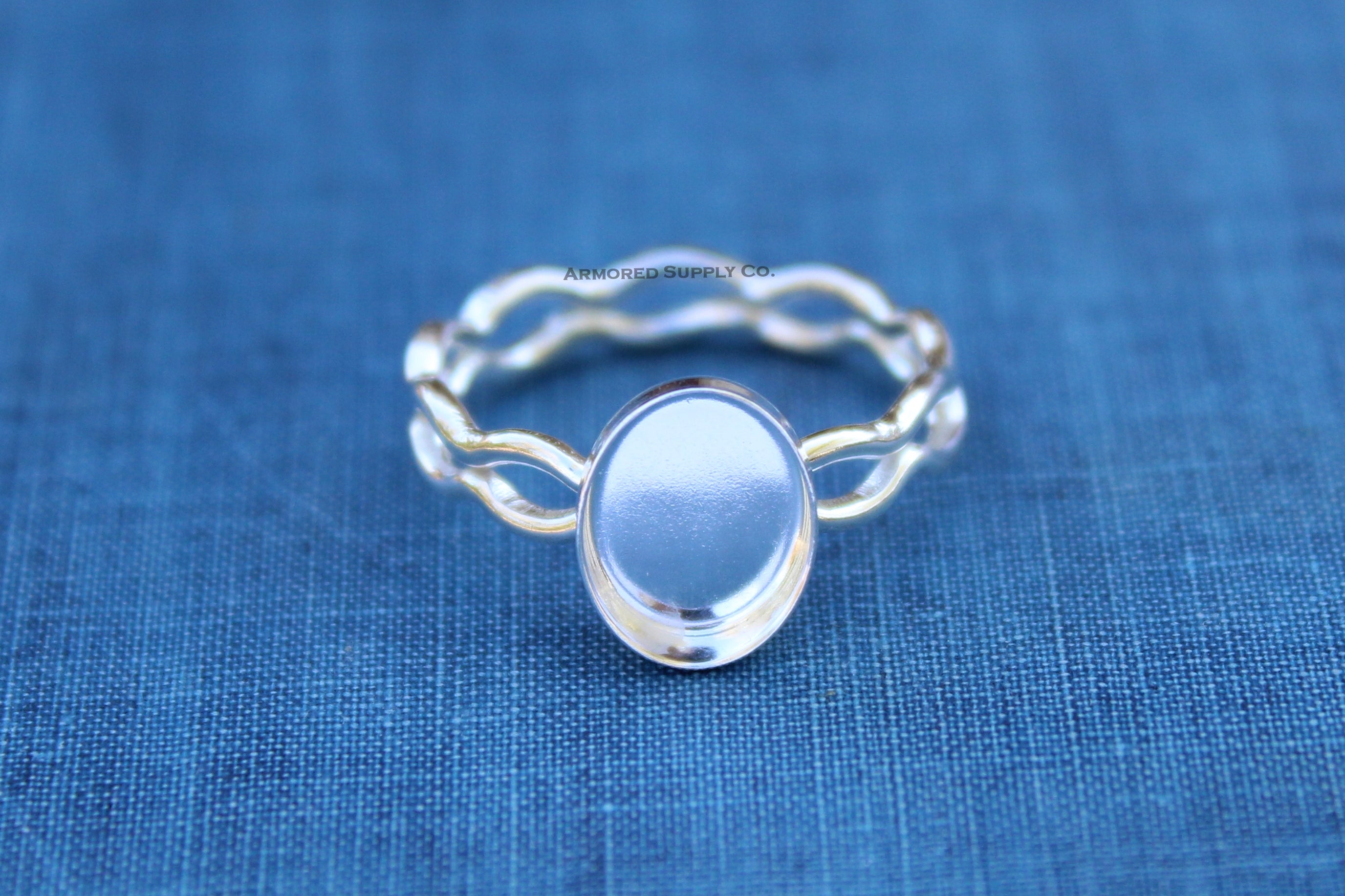 Ripple Ring Plain Oval Bezel Cup Ring blank Setting