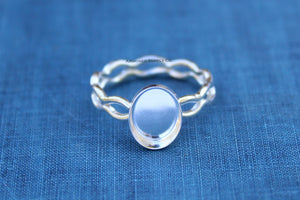 Ripple Ring Plain Oval Bezel Cup Ring blank Setting