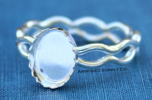 Ripple Ring Serrated Oval Bezel Cup Ring blank Setting