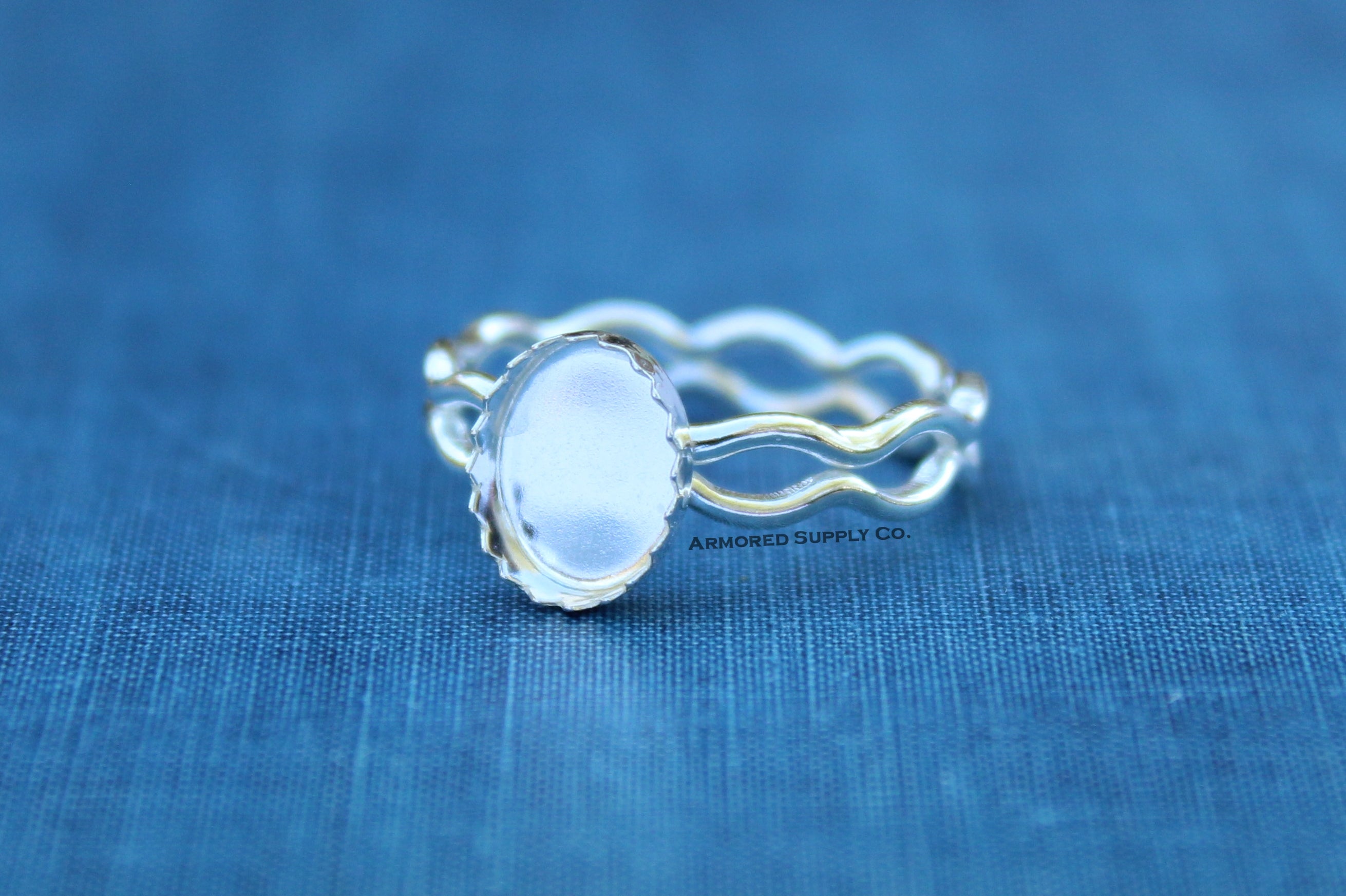 Ripple Ring Serrated Oval Bezel Cup Ring blank Setting