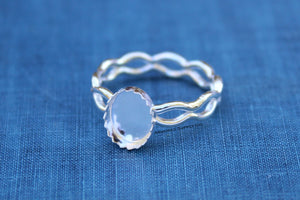 Ripple Ring Serrated Oval Bezel Cup Ring blank Setting