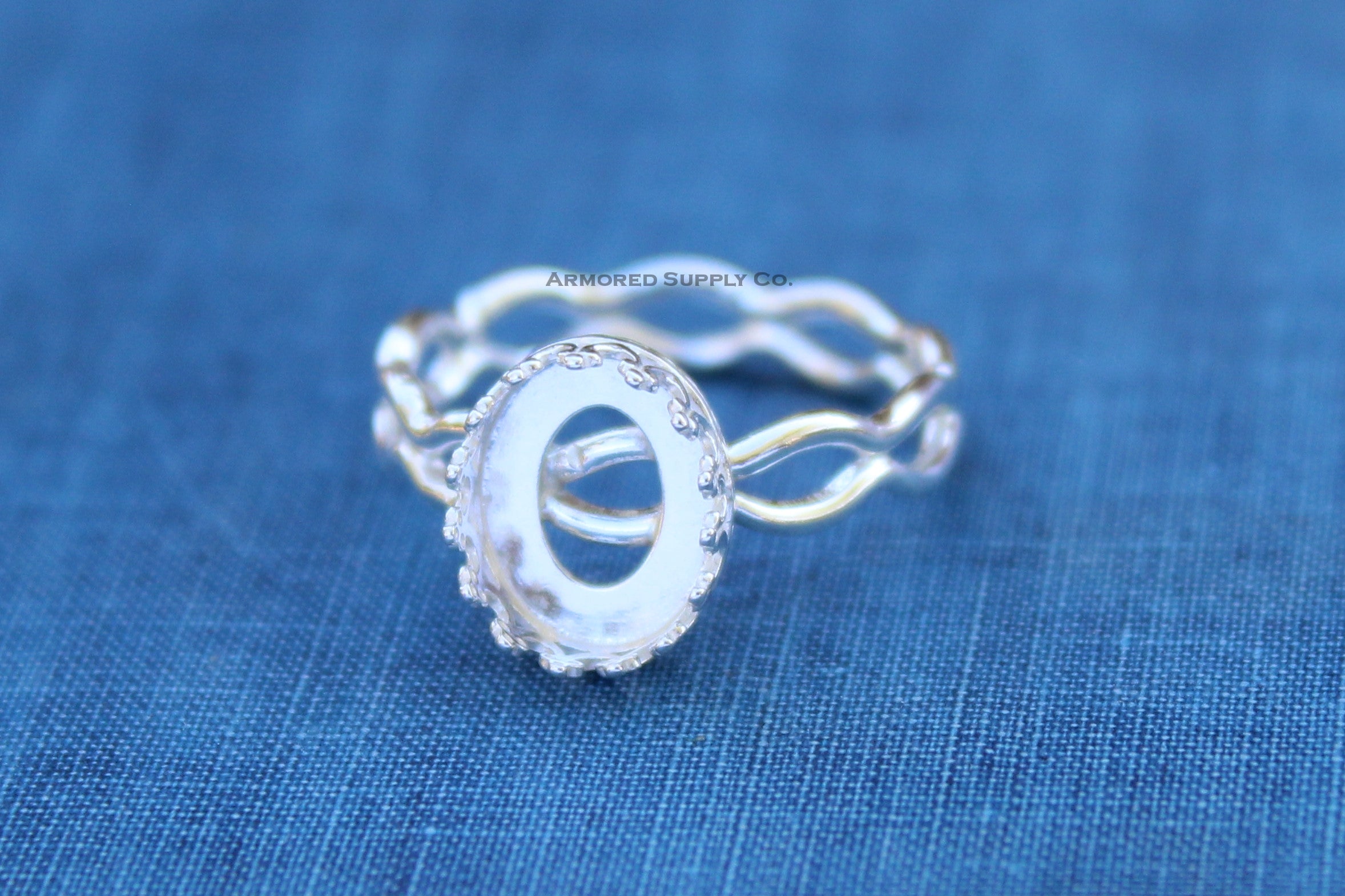 Ripple Ring Oval Crown Bezel Cup Ring blank Setting