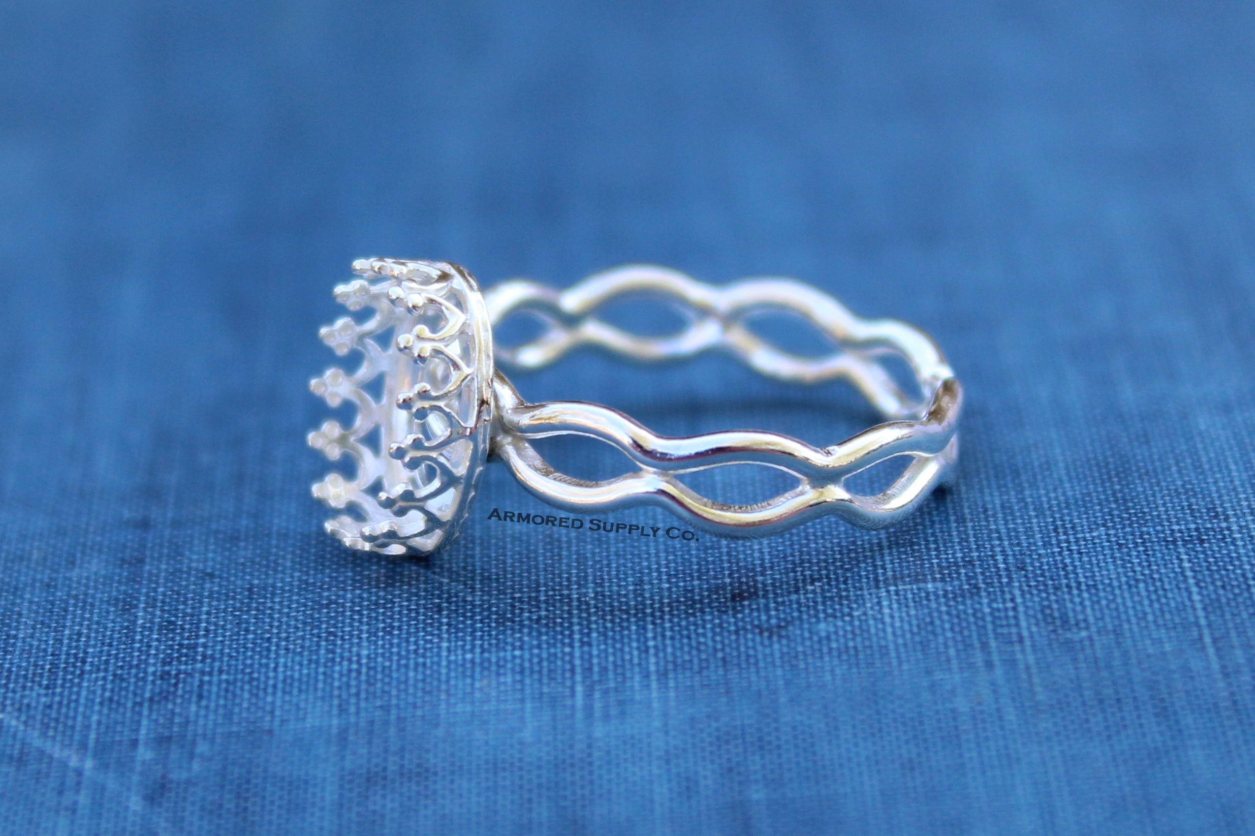 Ripple Ring Oval Crown Bezel Cup Ring blank Setting
