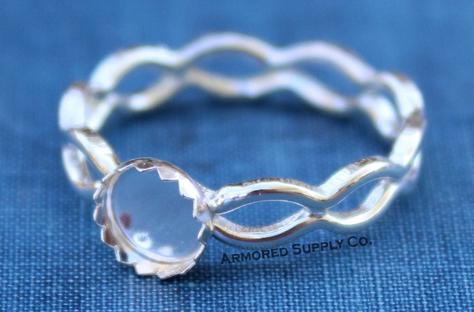 Ripple Ring Serrated Round Bezel Round Cup Ring blank setting