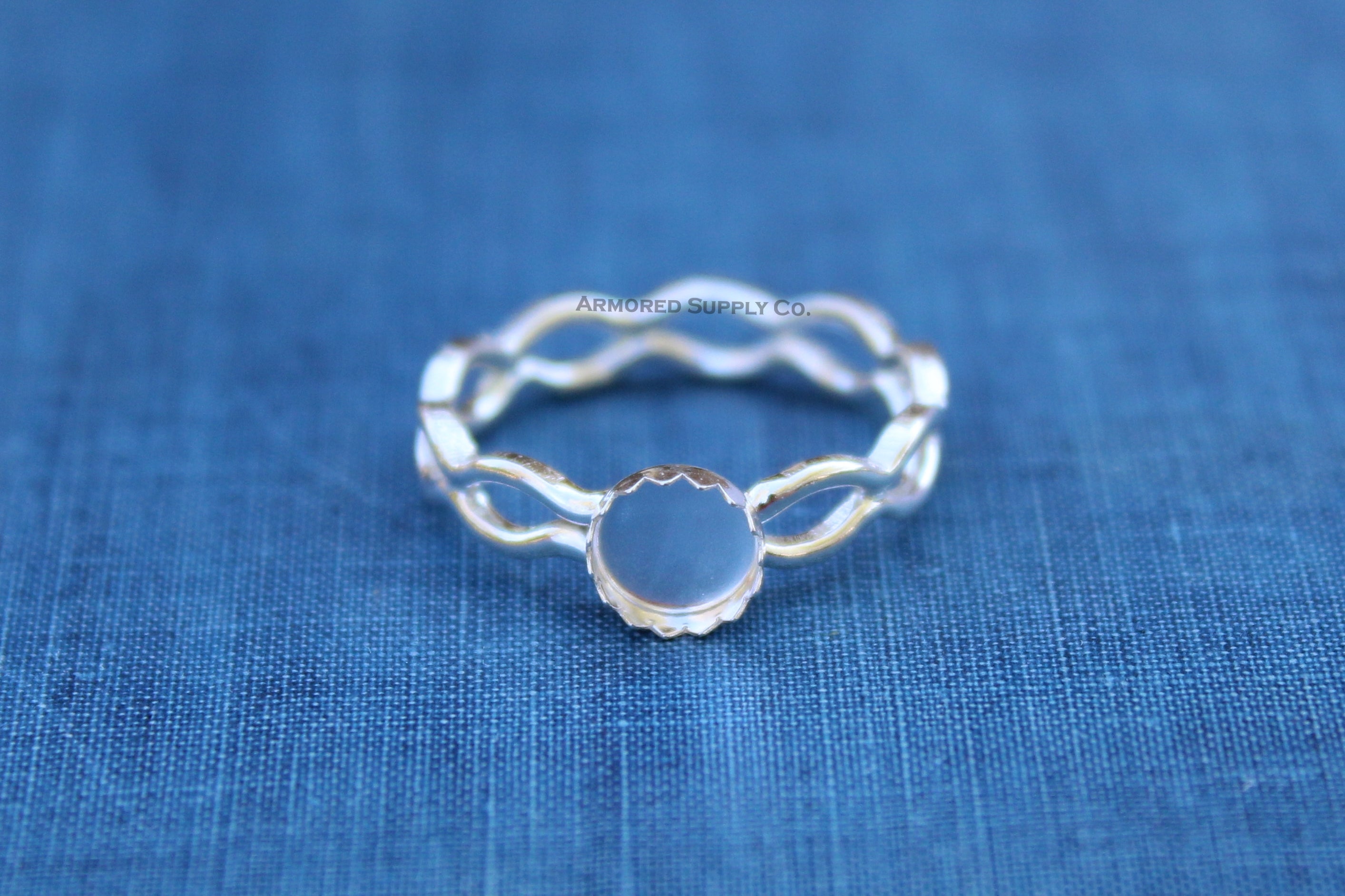 Ripple Ring Serrated Round Bezel Round Cup Ring blank setting