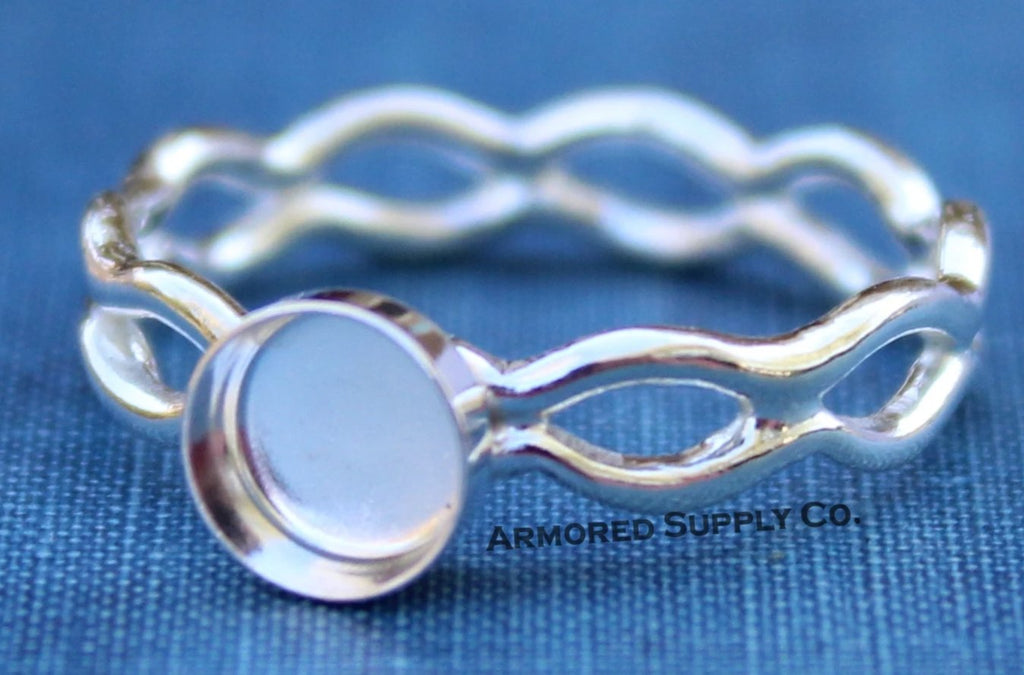 Ripple Ring Plain Round Bezel Round Cup Ring blank setting