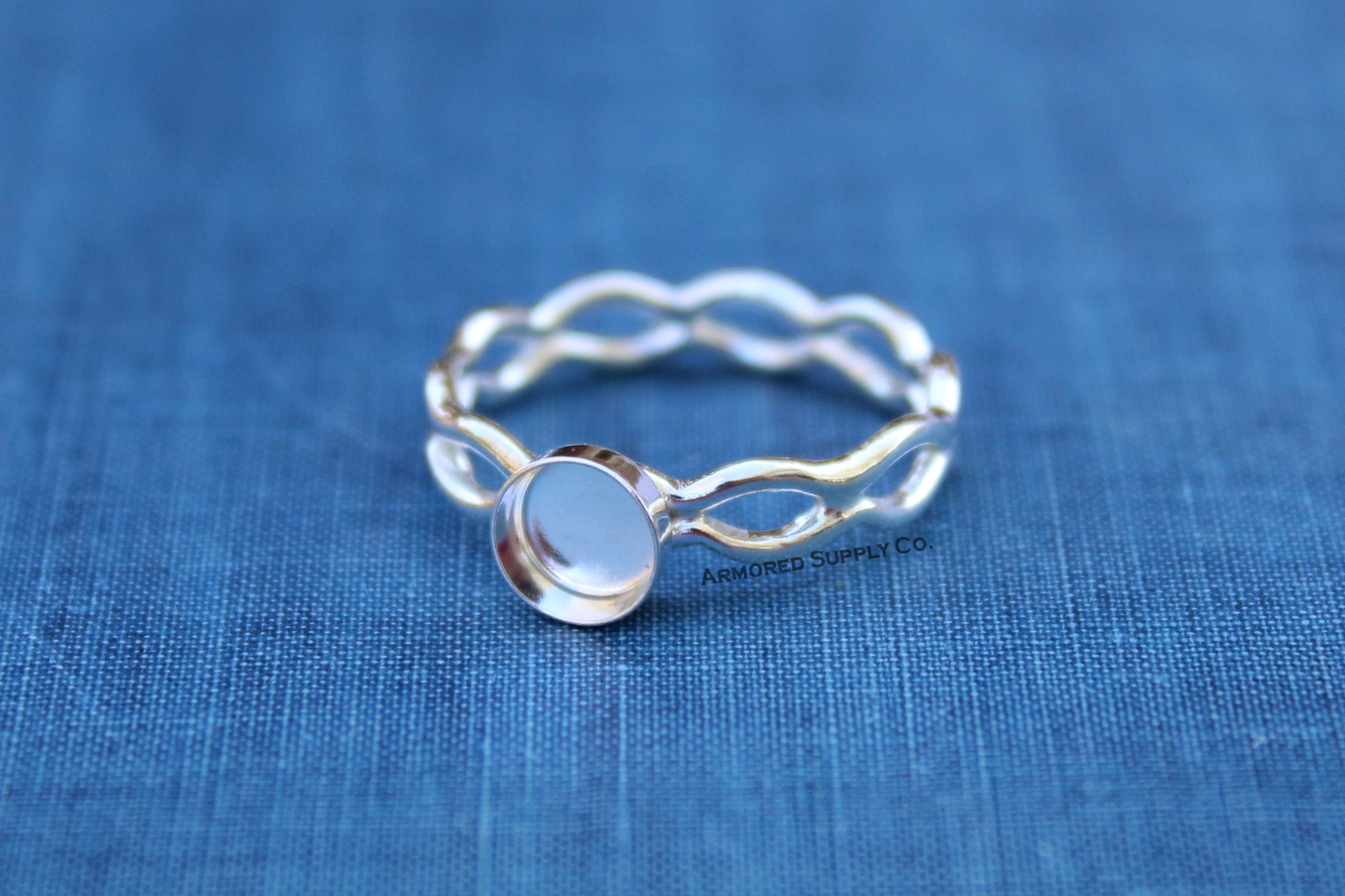 Ripple Ring Plain Round Bezel Round Cup Ring blank setting