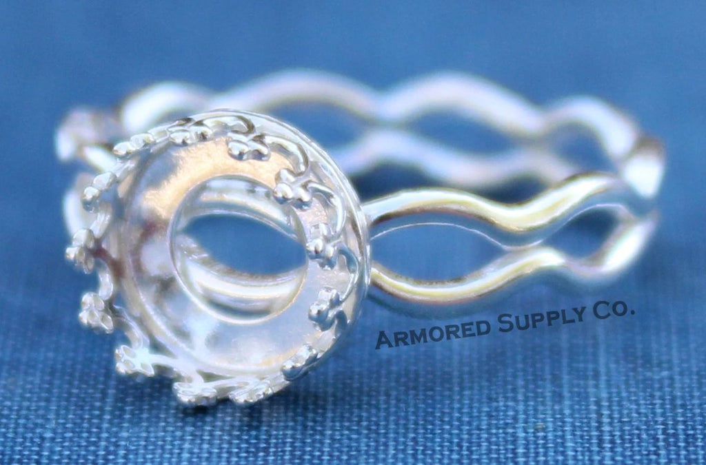 Ripple Ring Crown Round Bezel Cup Ring blank setting