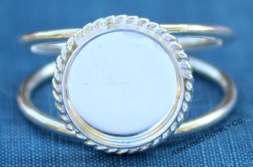 Roped Bezel Sterling Silver Double Band Ring blank