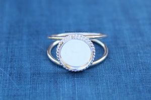 Roped Bezel Sterling Silver Double Band Ring blank